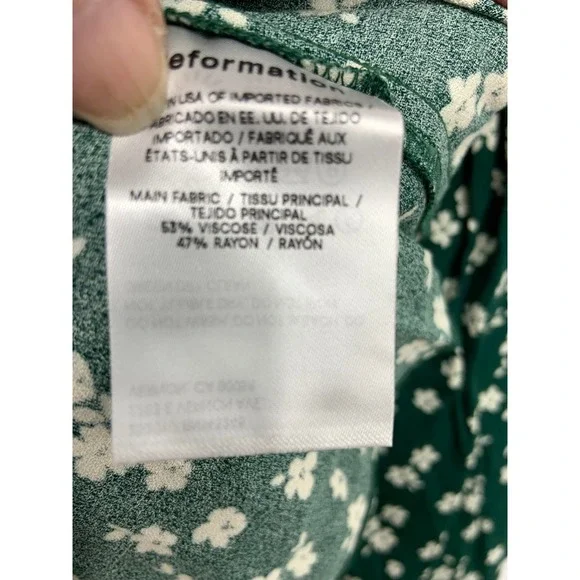 Reformation Green Nell Blouse Long Sleeve Low Neckline Size XS - Picture 6 of 9